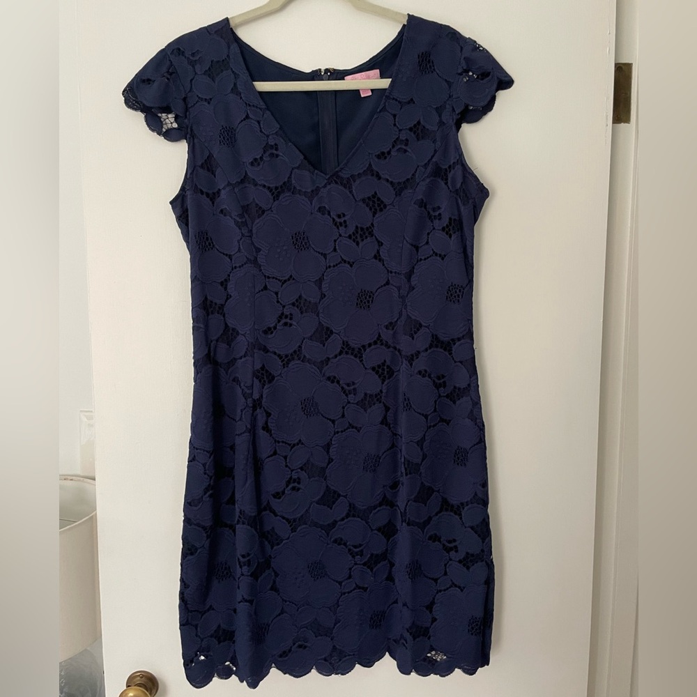 Lilly Pulitzer Navy Floral Lace Mini Dress
